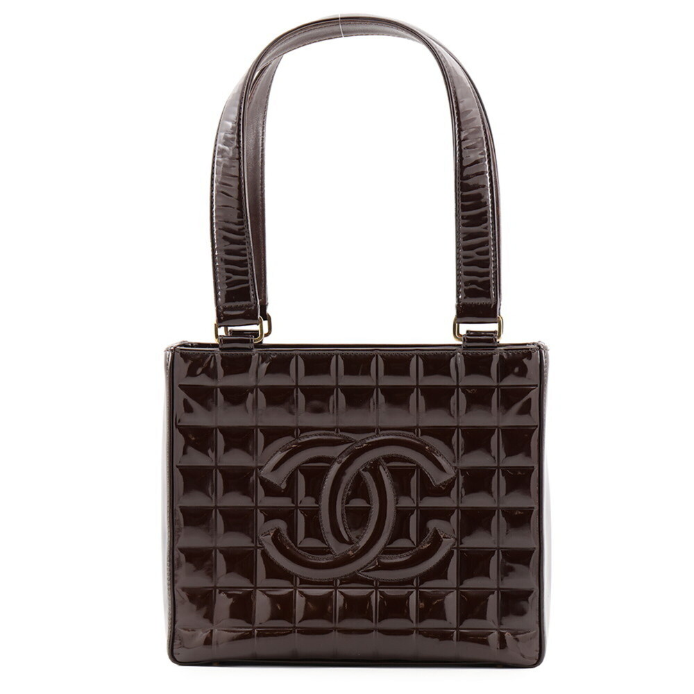 Chanel tote bag, Coco Mark, chocolate bar design, patent leather, CHANEL hand...